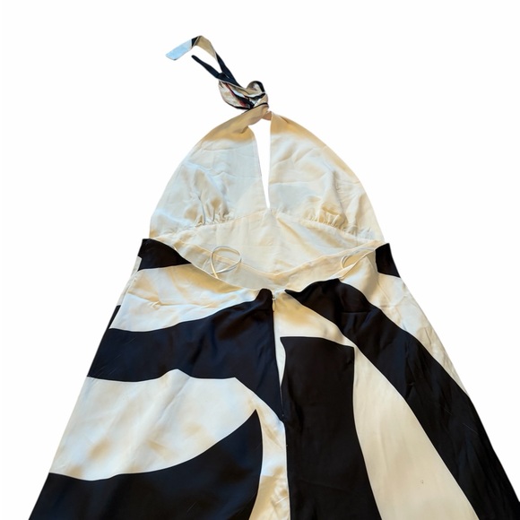 Anthropologie Bardot Citron Halter Cocktail Midi Dress in Black/lvory-Size 12 - Picture 5 of 16